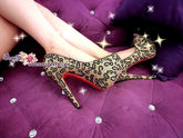Bling and Sparkly Strass Leopard Print High Heels made of Czech / Swarovski crystals