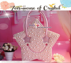 Stylish and Elegant STAR SHAPED bag with SMILEY made with Crystals and Pearls