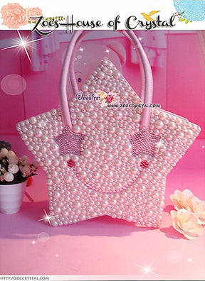 Stylish and Elegant STAR SHAPED bag with SMILEY made with Crystals and Pearls