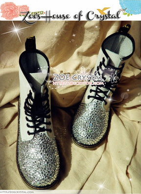 Marten Medium Tall leather Boots with Bling and Sparkly CRYSTAL