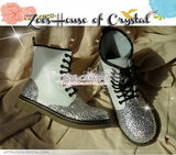 Marten Medium Tall leather Boots with Bling and Sparkly CRYSTAL