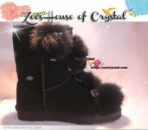 PROMOTION: WINTER Bling and Sparkly Furball SheepSkin Wool Boots w Rhinestones