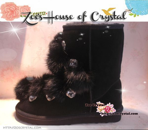 PROMOTION: WINTER Bling and Sparkly Furball SheepSkin Wool Boots w Rhinestones
