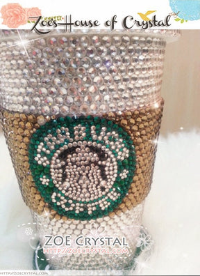 BLING  Bedazzled STARBUCKS Coffee Cup / Mug / Tumbler Glitter Sparky Shinny with Swarovski Crystal Rhinestone Diamond - with Cozy