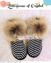 PROMOTION WINTER Fur Cuff Boots with Zebra Print made with Rhinestones and Pearls