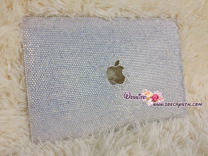 4mm MACBOOK Case / Cover in OPAL WHITE Crystals (Air/Pro/Retina) - Optional to Add Name or Words
