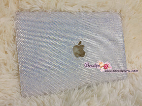 4mm Customized MACBOOK Case / Cover in OPAL WHITE Crystals (Air/Pro/Retina)  Add Name or Words