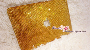 4mm MACBOOK Air Pro Case Cover w Gold Bedazzled Sparkly Shinny Crystal Rhinestones Kim Kardashian Kylie Jenner Celebrities