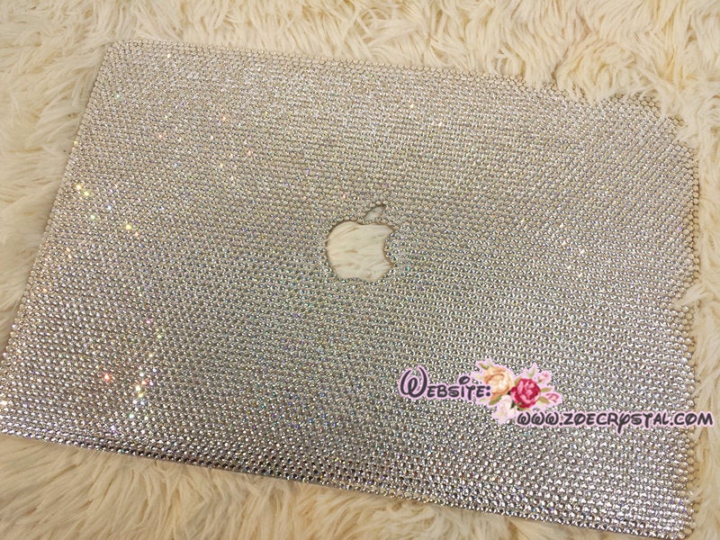 Bedazzled Bling DJ MACBOOK Case / Cover in Clear White Crystal Rhinestone Sparkling Shinning Bejeweled