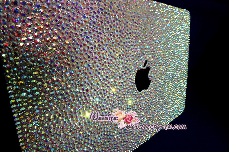 MACBOOK Case Cover in Aurora Borealis White Crystal Rhinestone Strass(Air/Pro)Glittering Sparkling Shinning-Random Bejeweled