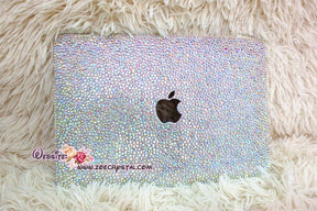 MACBOOK Air Pro Case / Cover in Aurora Borealis White Crystal Rhinestone Random Bejeweled Sparkly Shinny Glitter
