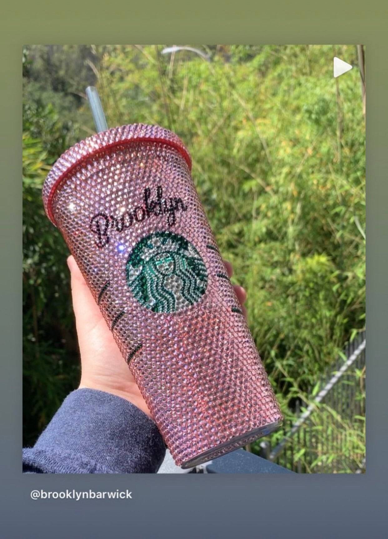 Stylish BLING Crystallized STARBUCKS Cold Cup Light Pink