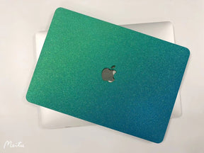 Glitter MACBOOK Case Cover Air Pro Bedazzled Bling 11" 12" 13" 15" 16"  Ombre Green Sparkly Shinny Bejeweled Bling Stylish Strass Elegant Luxurious