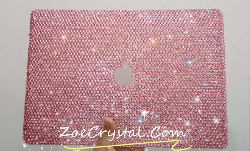Macbook BEDAZZLED BLING Protective case or cover w Rose Gold / Light pink Crystal Rhinestone or Swarovski elements