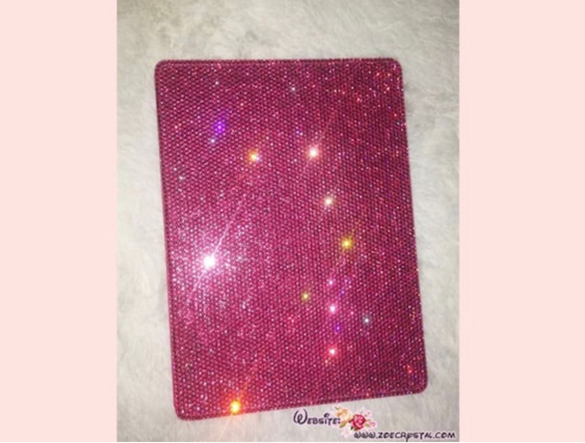 Bedazzled Bling  iPAD CASE Cover with Hot Pink Swarovski or Czech crystal (iPad air, iPad pro, iPad mini are available) Add Name Logo Word